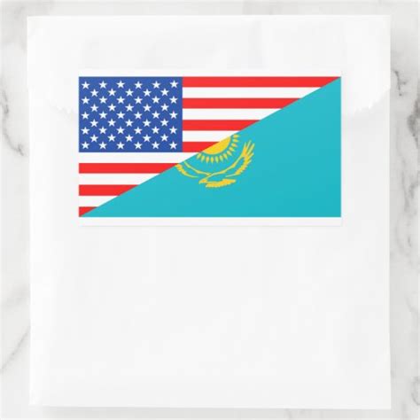 usa Kazakhstan country half flag america symbol Rectangular Sticker ...