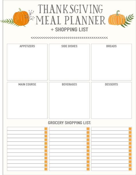 Thanksgiving Meal Planners & Shopping List Printables - FREE | Live ...