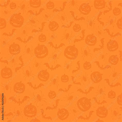 Seamless orange Halloween background with holiday icons Stock Vector ...