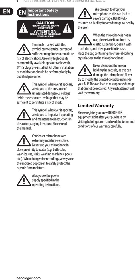 Behringer B 1 Users Manual