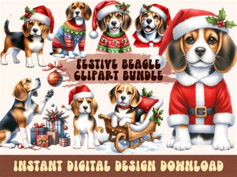 Christmas Beagle Clipart Graphic by Ginger's Artspace · Creative Fabrica