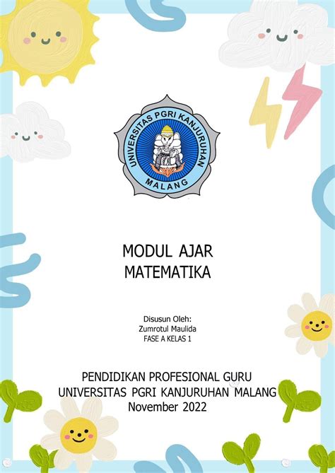 Modul AJAR MTK Kelas 1 - MODUL AJAR MATEMATIKA Disusun Oleh: Zumrotul ...