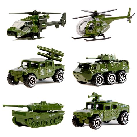 Die-cast Military Vehicles,6 Pack Assorted Alloy Metal Army Vehicle ...