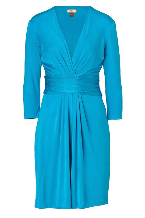 Issa Blue Azure Blue 34 Sleeve Draped Silk Dress | Draped silk dress ...