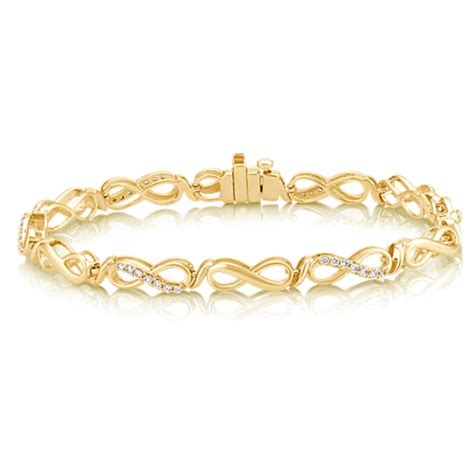 Diamond Infinity Bracelet in 14k Yellow Gold (7 in) | Shane Co.