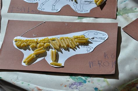 Use dried pasta to build a dino skeleton!