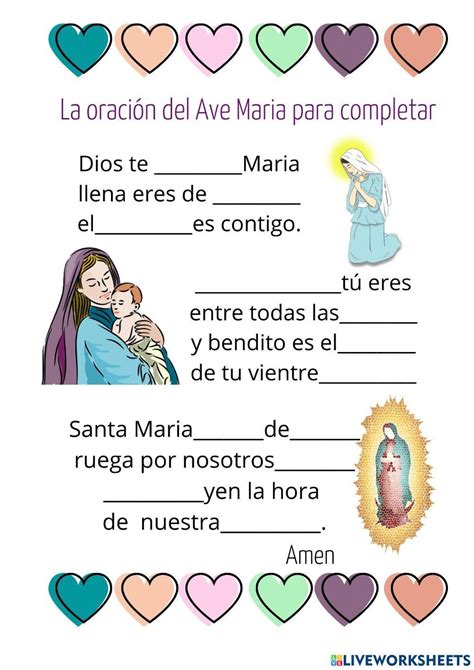 oracion Dios te salve Maria online exercise for | Live Worksheets