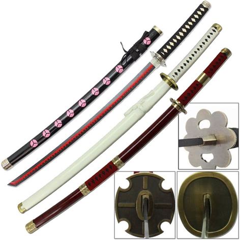 One Piece Sword Set 3 Katana Roronoa Zoro STEEL Shusui Yubashiri Sandai ...