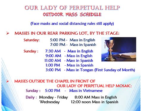 Mass Schedule | Our Lady of Perpetual Help Church, Riverside, CA