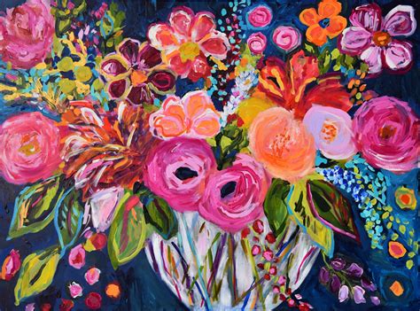 Fine Art PRINT, Large Still Life, Abstract Flowers, Colorful Bouquet ...