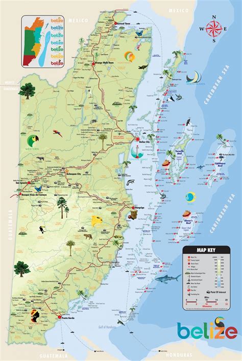 Belize tourist map - Belize tourist attractions map (Central America ...