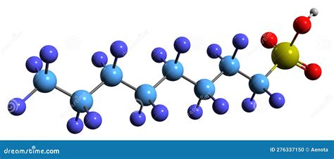 Perfluorooctanesulfonic Acid Molecule 3d, Molecular Structure, Ball And ...