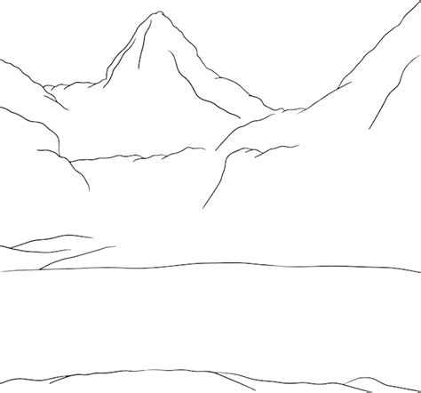 Premium Vector | Mountain line art, landscape simple sketch, outline ...