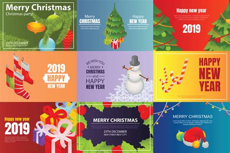 Christmas party banner set, isometric style 8776977 Vector Art at Vecteezy