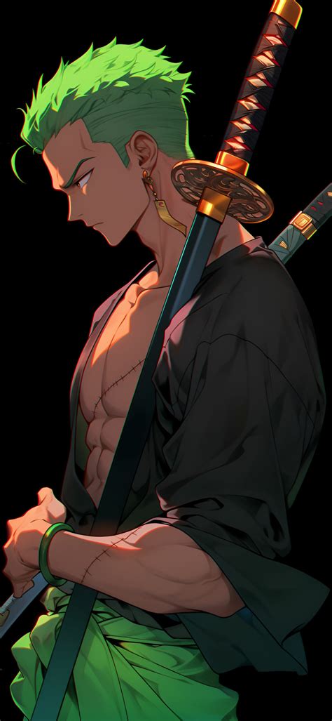 One Piece Roronoa Zoro & Swords Black Wallpapers for iPhone 4k