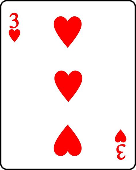 3 of hearts card | Hearts playing cards, Playing cards, Cards