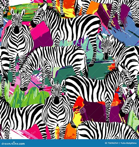 Zebra Black and White Pattern, Painting Background Stock Vector ...