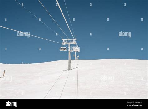 Cableway Ski Lifts. Cable car in the mountains Stock Photo - Alamy