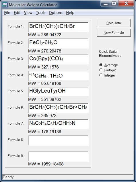 Molecular Weight Calculator | Molecular-Weight-Calculator-VB6