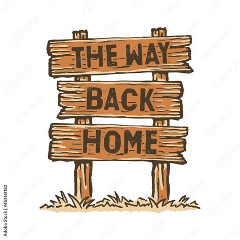 The way back home wood sign Stock Vector | Adobe Stock