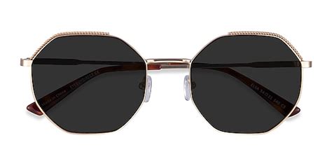 Elsa - Geometric Gold Frame Prescription Sunglasses | Eyebuydirect