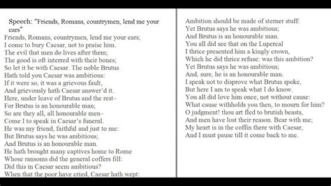 Friends, Romans, Countrymen, Lend me your ears (oration piece) - YouTube