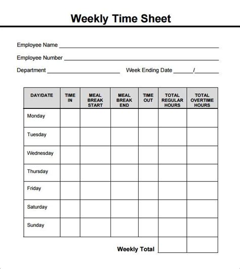 weekly timesheet pdf | Templates printable free, Timesheet template ...