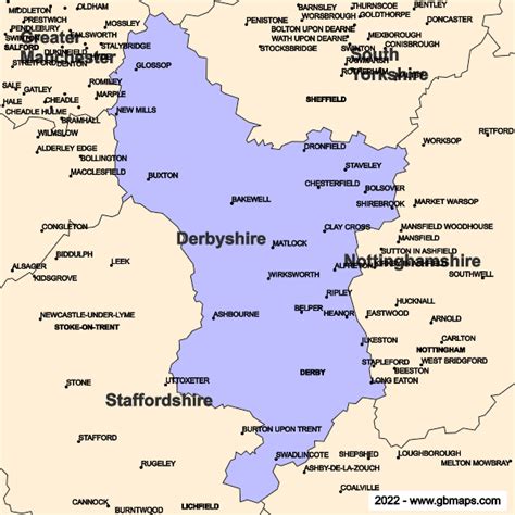 Derbyshire County Boundaries Map