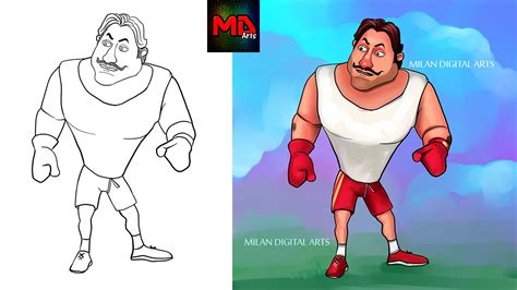 HOW TO DRAW BOXER FROM MOTU PATLU CARTOON/STEP BY STEP DRAWING FOR KIDS ...