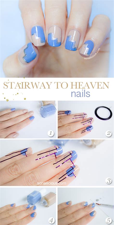 Stairway to Heaven Striping Tape Nail Art Tutorial