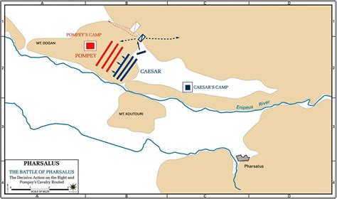 Map of the Battle of Pharsalus 48 BC | Publicações, Mapa