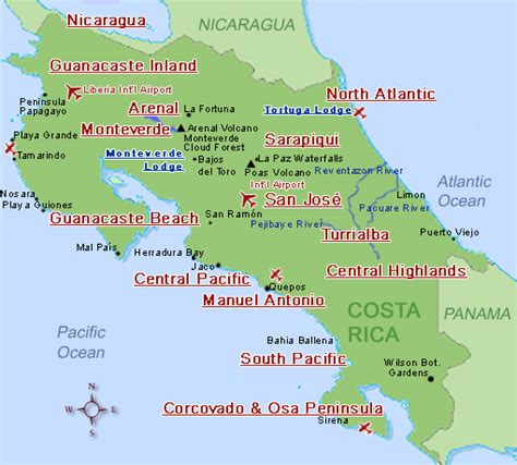 Costa Rica Expeditions - Map of Costa Rica's National Parks, Weather ...