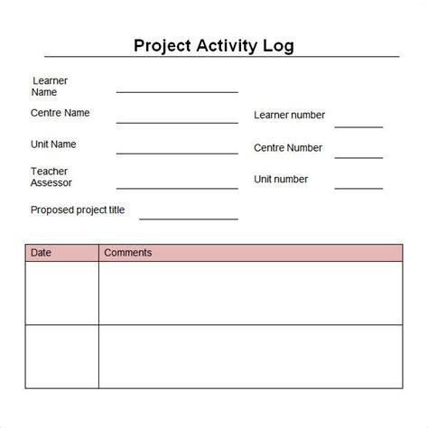 FREE 5+ Sample Printable Work Log Templates in PDF | MS Word