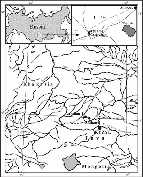 Map of the region under study: 1-the Uyuk hollow. | Download Scientific ...