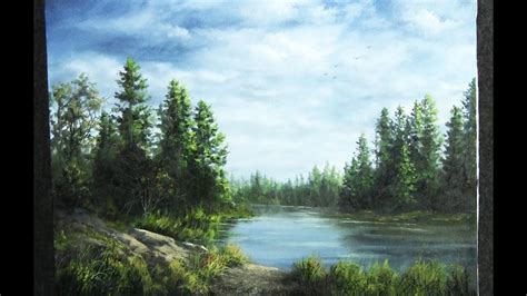 watercolor paintings for sale Oil Painting | Forest lake | Paint with ...