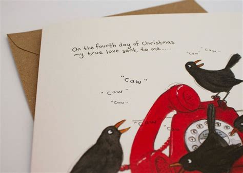 Four Calling Birds Christmas Card Funny Christmas Card - Etsy