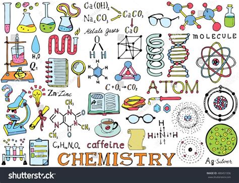 Chemistry Science Doodle Hand Drawing isolated Elements. Science and ...