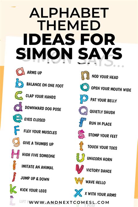 Alphabet Themed Ideas for Simon Says | And Next Comes L - Hyperlexia ...