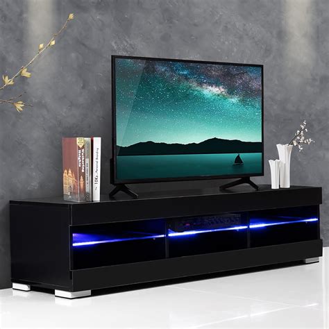 57'' TV Stand Modern Decorative Cabinet with Multi-mode LED Lights ...