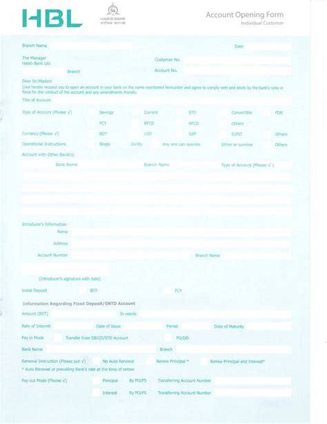 Hbl Account Opening Form ≡ Fill Out Printable PDF Forms Online