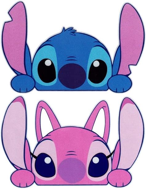 Funtaku - 2pc Stitch & Angel Peeking Cute Vinyl Decal Sticker for Car ...