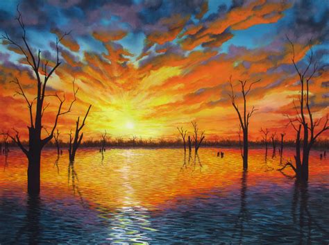 "Sunset over Lake Victoria" by Debra Dickson. Paintings for Sale ...