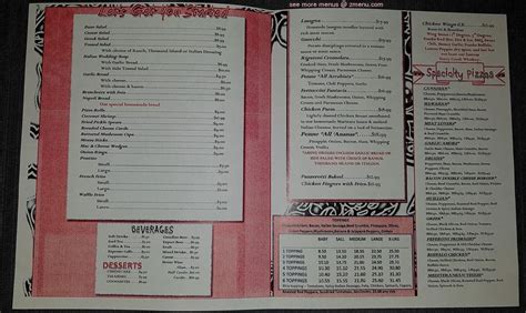 Menu at Napoli Pizza pizzeria, Sarnia