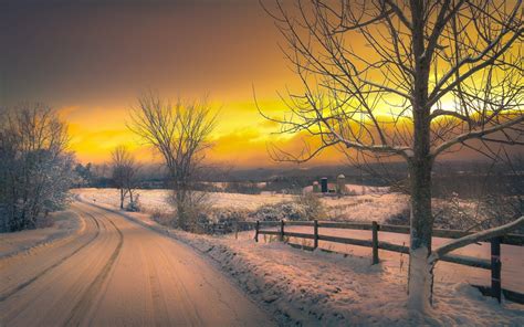 Winter Sunset Wallpaper (74+ pictures) - WallpaperSet