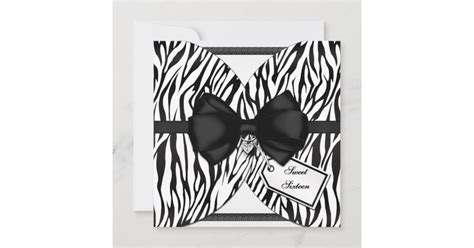 Black White Zebra Invite Ribbon & Jeweled Bow | Zazzle