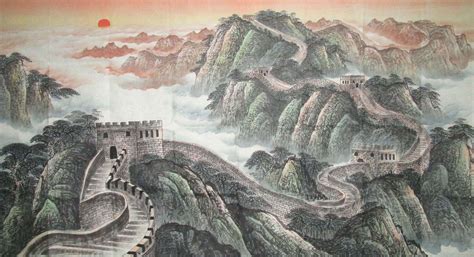 The Great Wall Landscape Freehand brush work Chinese Ink Painting, 97CM ...