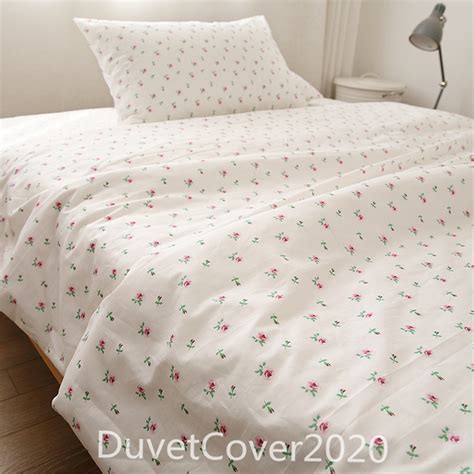 Customized Size White Cotton Duvet Covers With Roses100% - Etsy