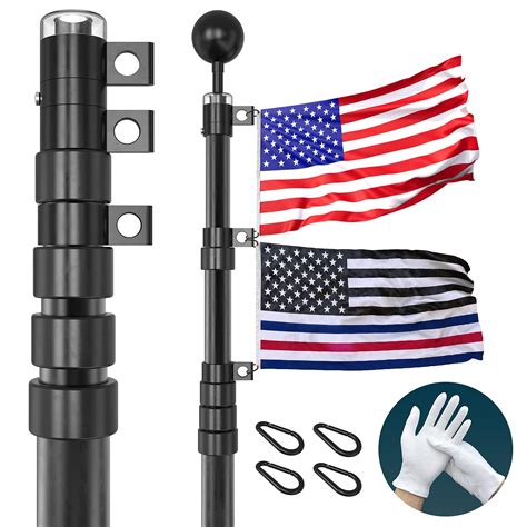 Buy RUFLA 25FT Black Pole Kit with 3'x5' American Heavy Duty Aluminum ...