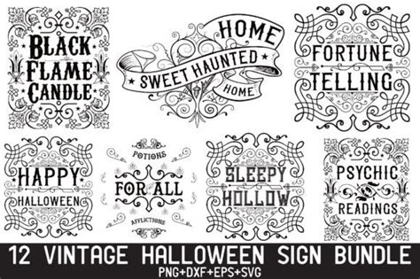 Vintage Halloween Sign Bundle Graphic by Shopdrop · Creative Fabrica