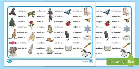 Simile Word Mat: Simile Examples for Kids (teacher made)